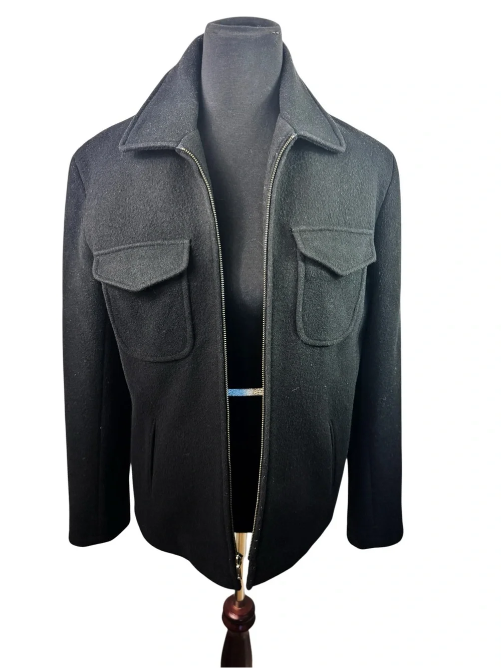 J.Crew Wool Blend Women’s Full-Zip Utility Jacket Coat Black Size Medium